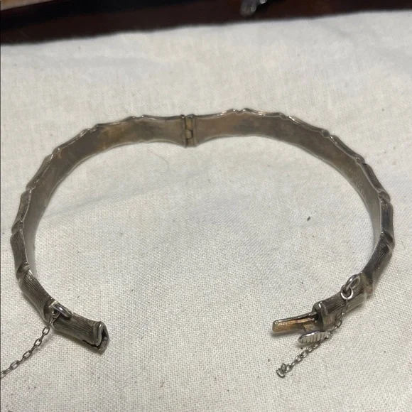 Vintage Sterling CPS Silver bamboo Bangle Bracelet - Picture 9 of 9